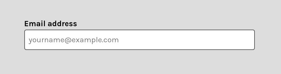 An email form control with a placeholder attribute