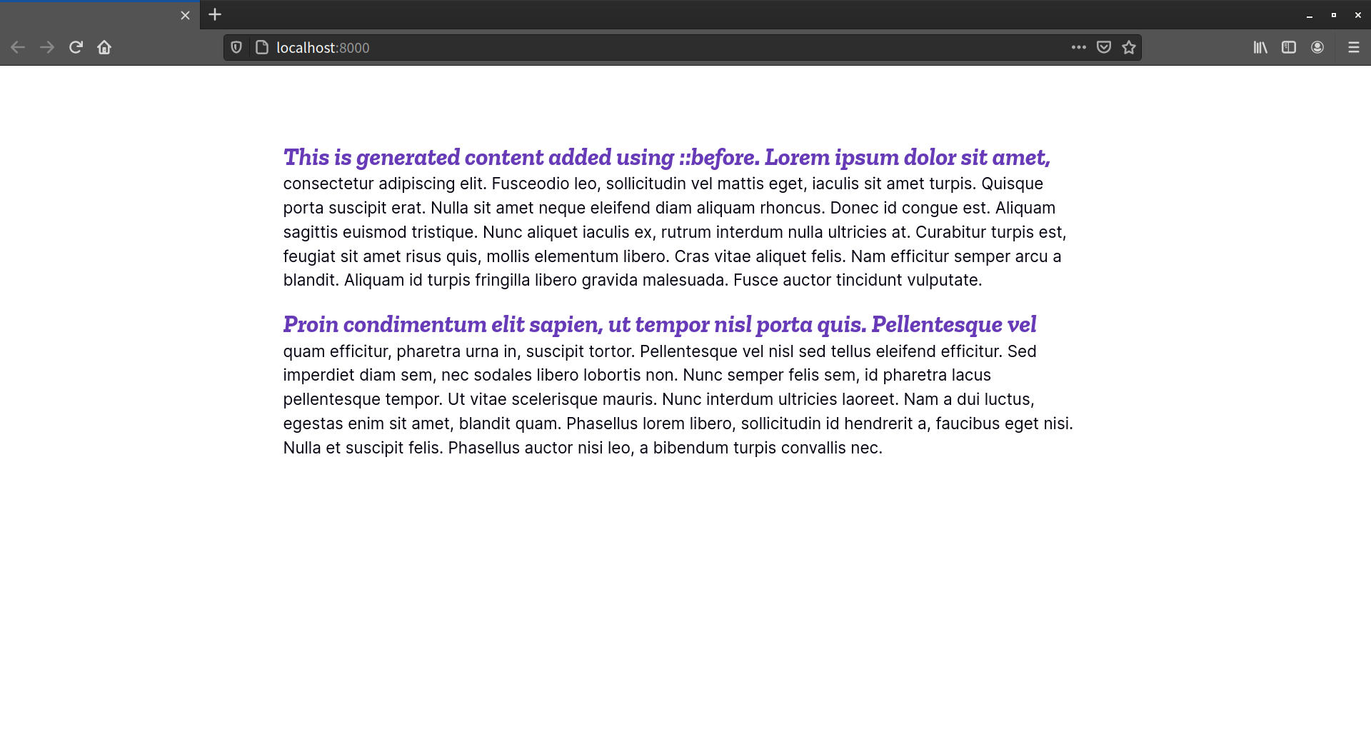 Generated content becomes part of the first line