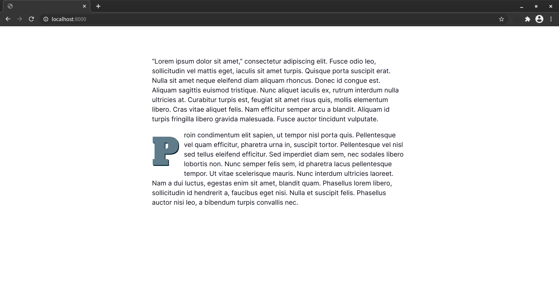 Chrome ignores the opening quotation mark and first letter when using the q element