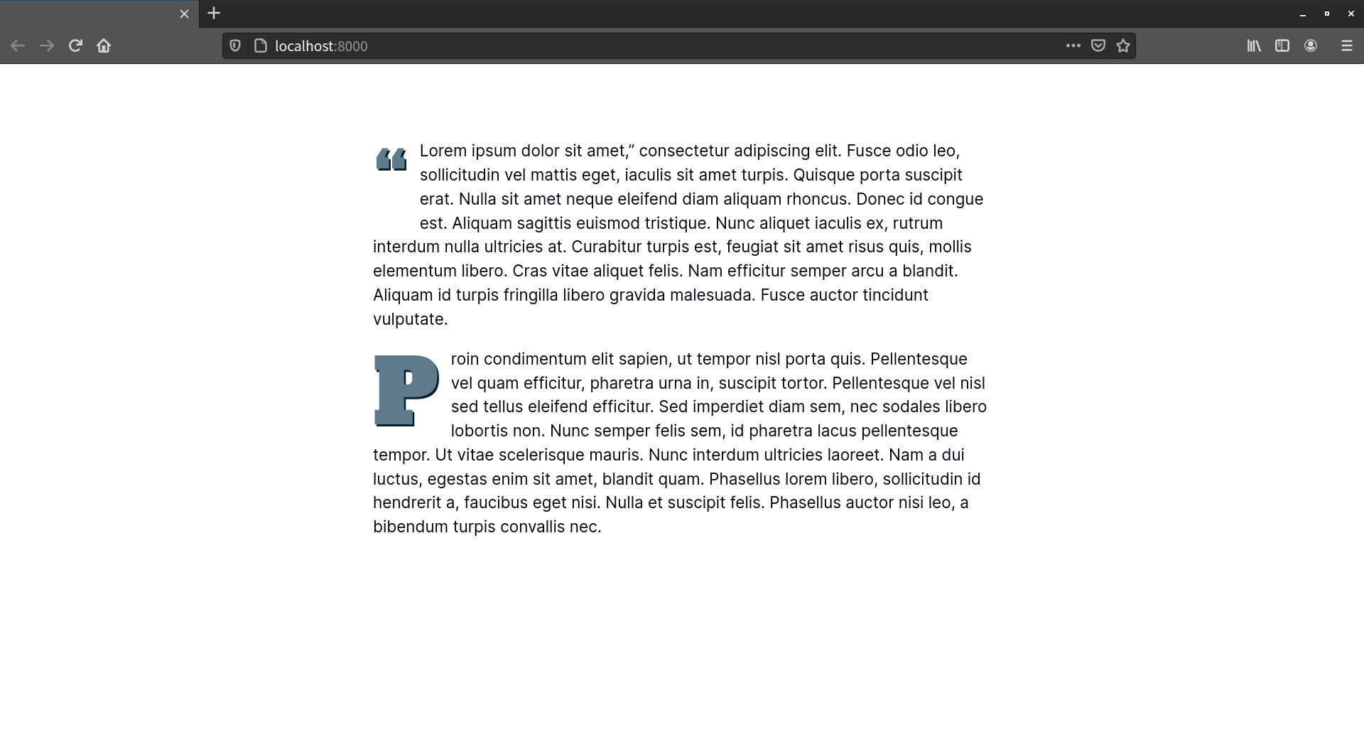 Firefox applies ::first-letter styles to the opening quotation of the q element