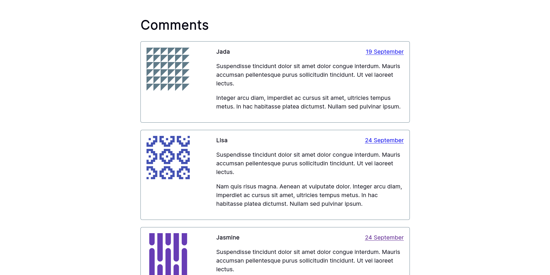 A comments section as you might find on a blog